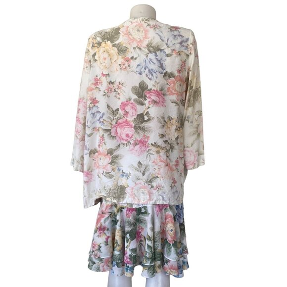 Vintage Handmade 80s 90s Floral Dress Set with Blazer - Picture 7 of 12